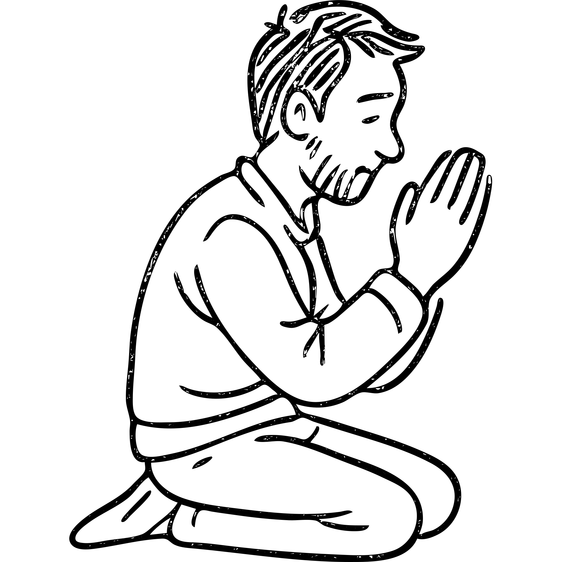 hand-drawn outlined icon of a man praying emoji