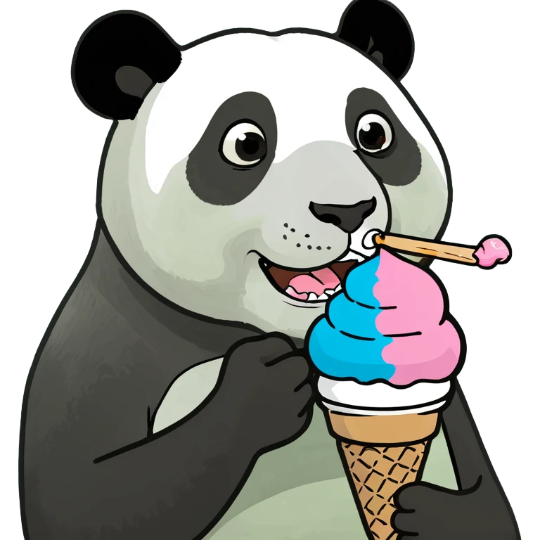 Panda eating ice cream emoji