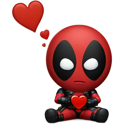 Deadpool making a heart emoji