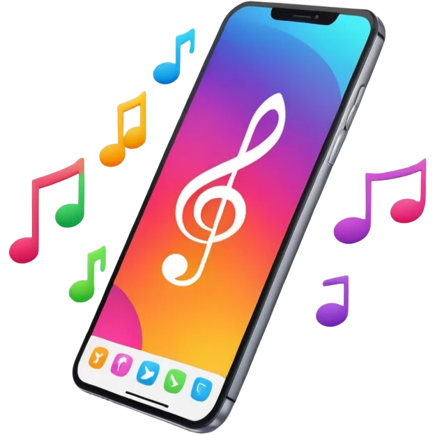 music app icon on smartphone screen emoji