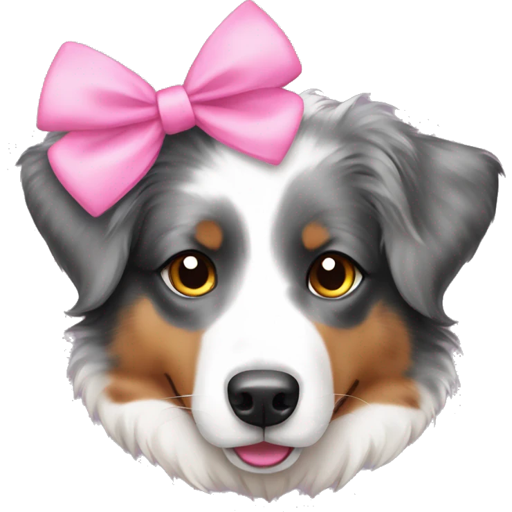 Australian Shepherd with a pink bow emoji
