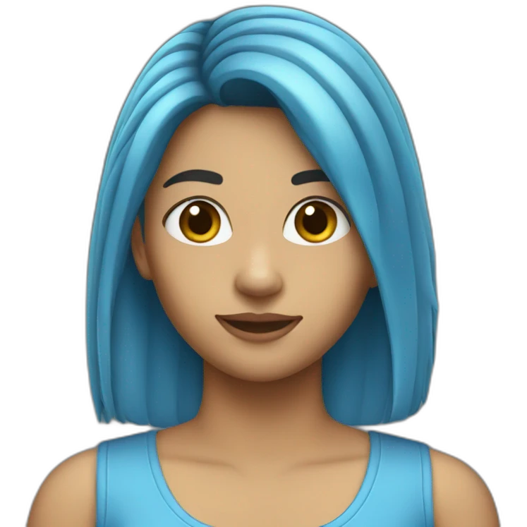 girl blue mullet emoji