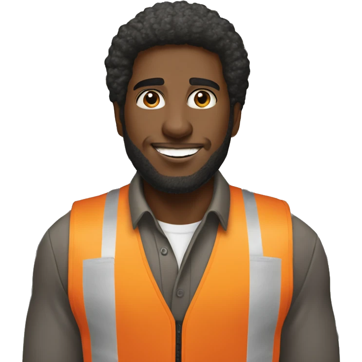 Black Male with Small Afro from Home Depot wearing orange pro loader vest pushing orange home depot carts emoji
