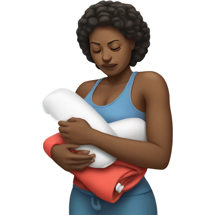 black mom in pain holding heating pad with cord emoji