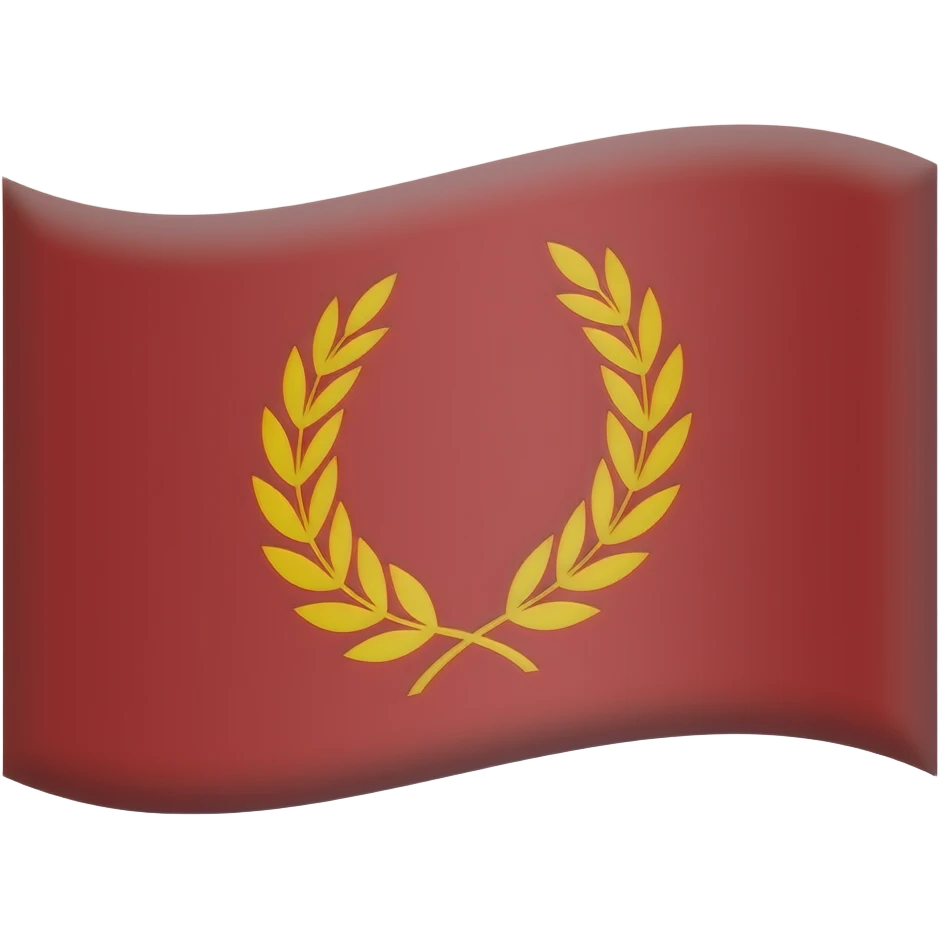 Roman flag emoji, red flag with golden laurel symbol emoji
