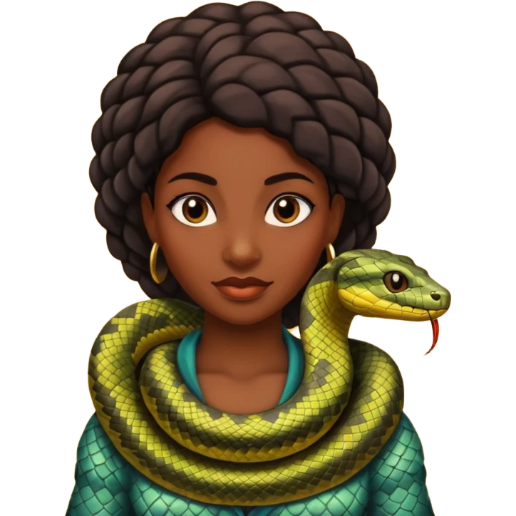 black woman with snake on shoulders emoji
