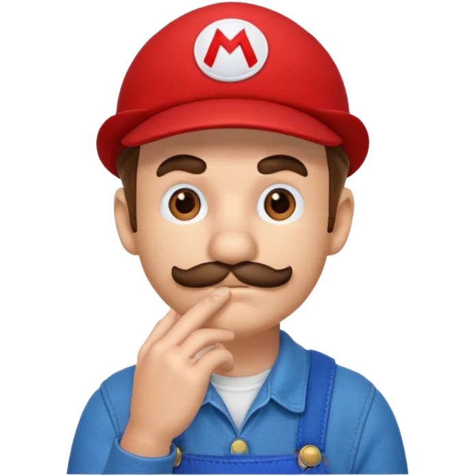 mario thinking with his hand on his chin emoji