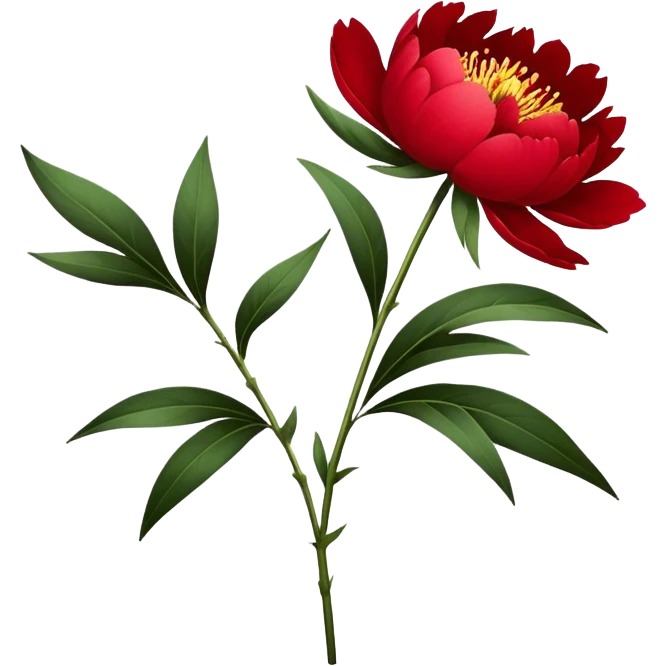 single red Peony, straight stem emoji