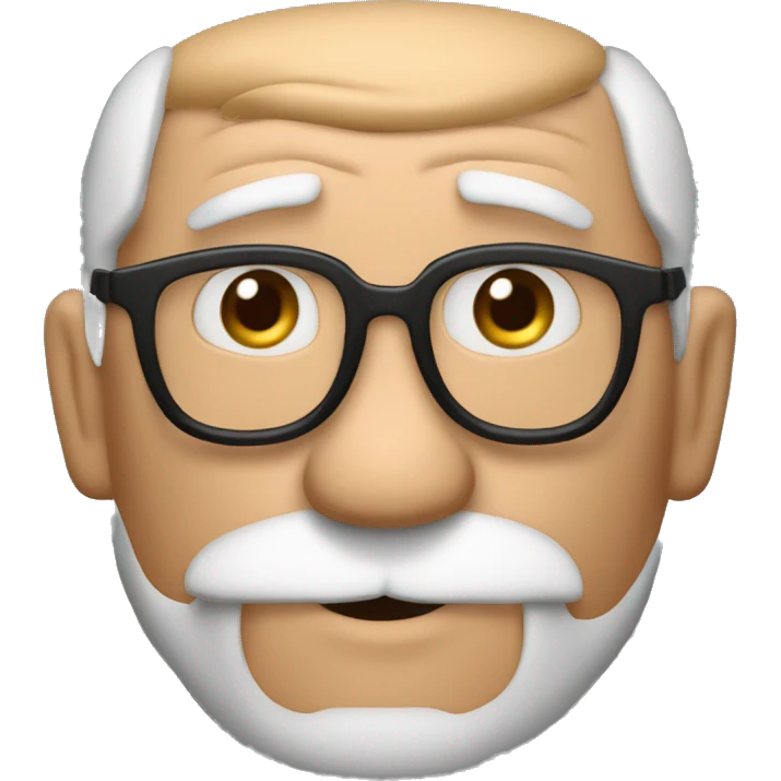 imágen al estilo de Disney Pixar de un abuelo moreno, con el pelo  muy corto y canoso, con gafas de pasta negra, ojos marrones, nariz pequeña,labios gruesos y barba de 3 días emoji