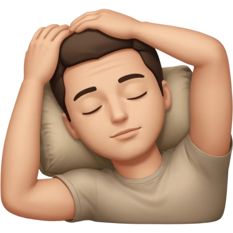 a man laying on ground straight eyes closed emoji