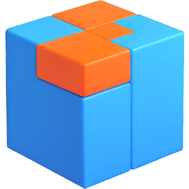 sleek blue 3D cube logo, simple design emoji