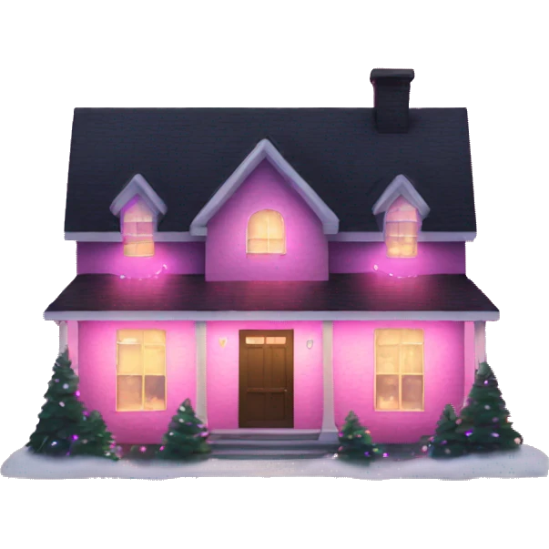 House with pink Christmas lights  emoji