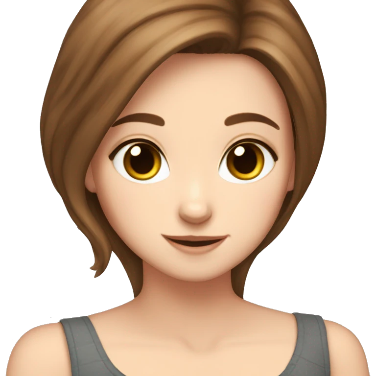 White girl Brown hair hug calico cat emoji
