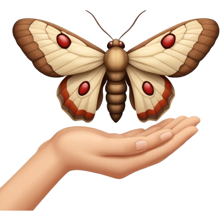 Hand on moth emoji