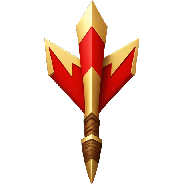 wooden arrow with bright red fletching and golden arrowhead   emoji