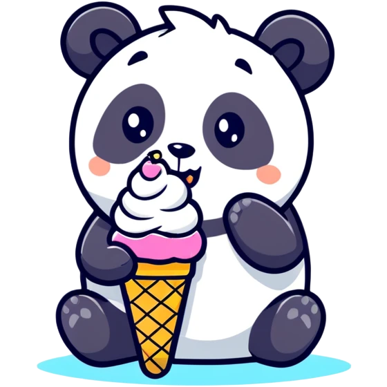 Panda eating ice cream emoji