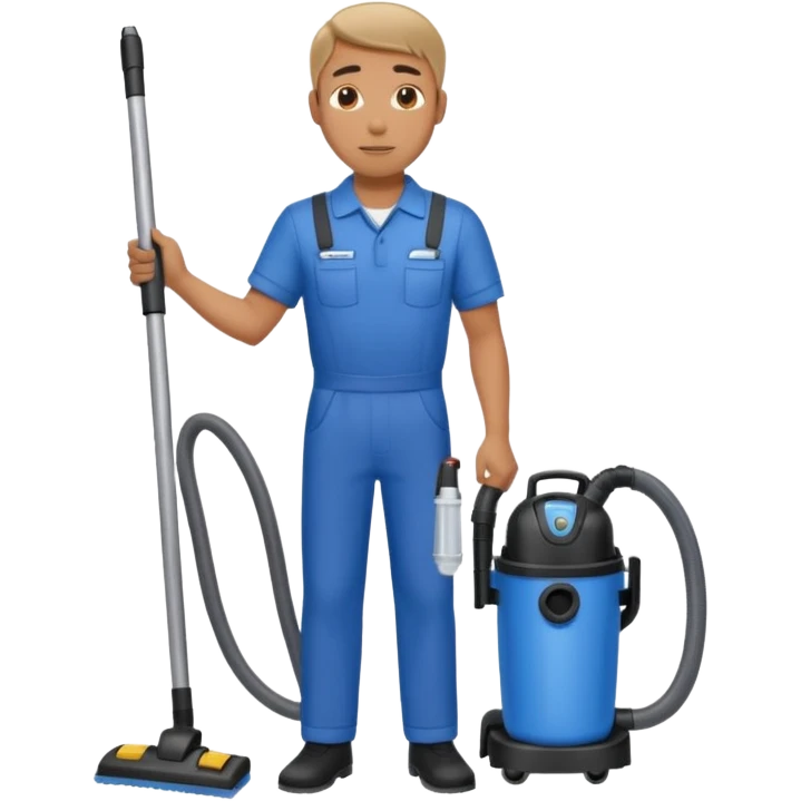 técnico de limpieza hombre sujetando una aspiradora de agua emoji