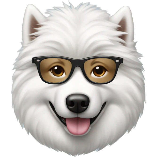 Samoyed dog wearing black glasses emoji