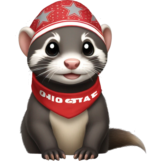 Ferret wearing an Ohio state bandana around its neck emoji