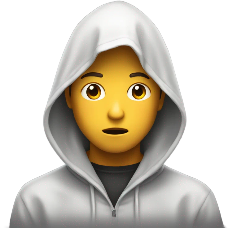 hooded boy portrait gazing forward shocked  emoji