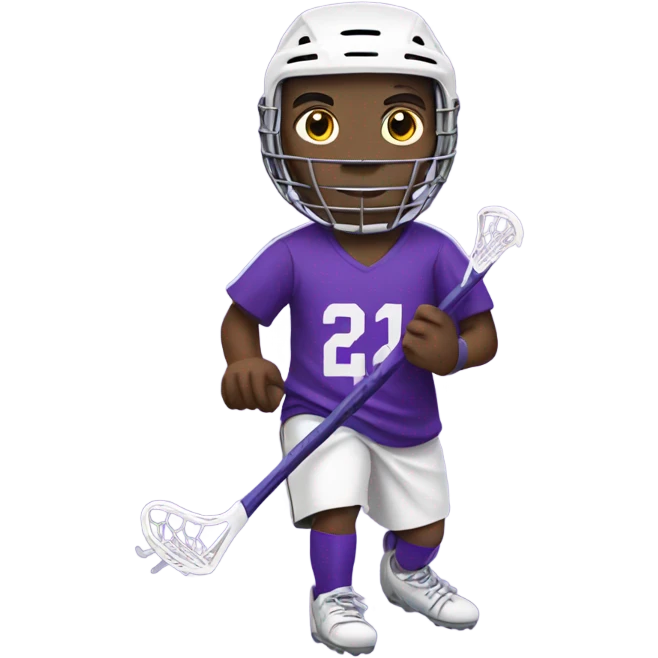 Lacrosse player wearing purple emoji