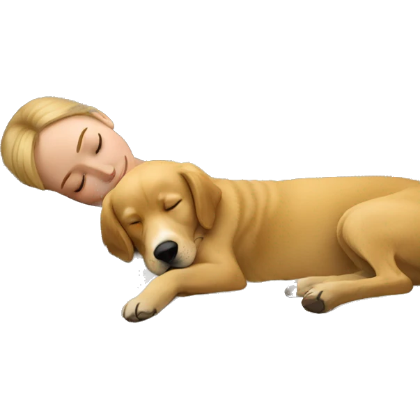 woman asleep with golden retriever  emoji