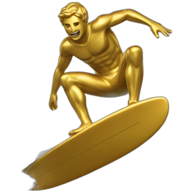 A golden statue of someone surfing emoji