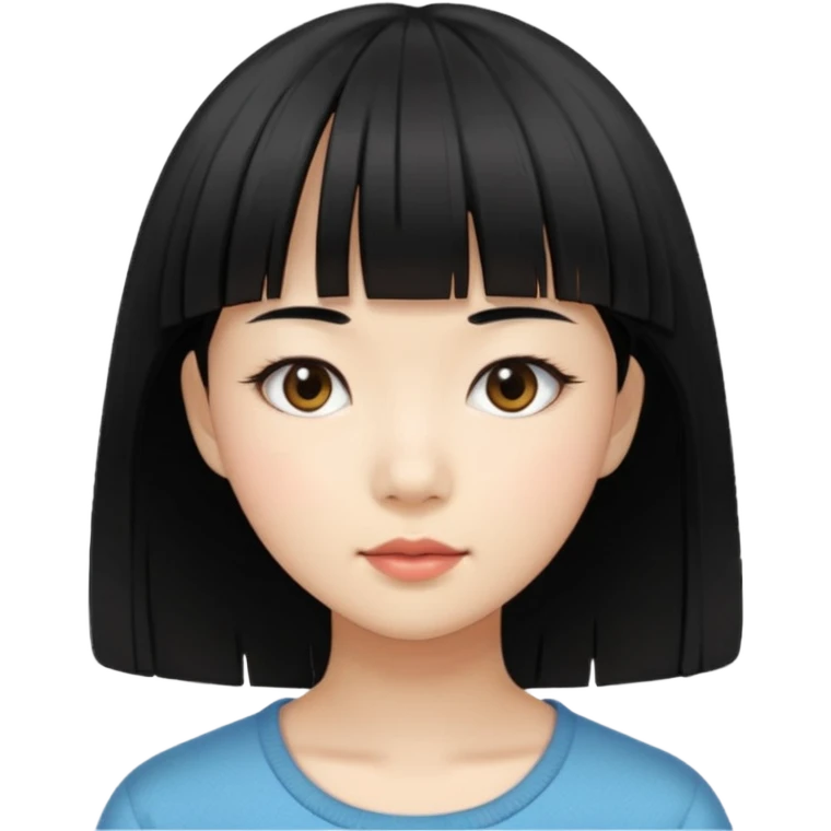 asian girl blunt fringe emoji