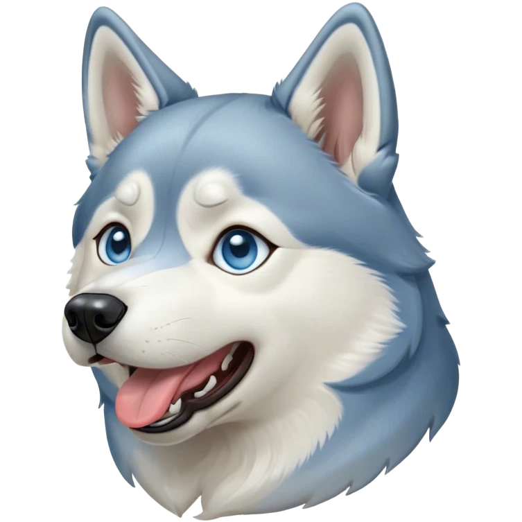 Cinematic Cute Yawning Siberian Husky Portrait Emoji, Head tilted slightly with a dramatic, wide-open yawn, showcasing a thick grey and white coat with a frosty sheen, floppy ears slightly drooping, round icy blue eyes barely open in drowsy contentment, Simplified yet irresistibly adorable features, highly detailed, glowing with a soft, cool glow, high shine, relaxed yet expressive, stylized with a touch of whimsy, bright and endearing, soft glowing outline, capturing the essence of a sleepy yet affectionate companion, so drowsy it feels like it could stretch out of the screen and curl up for a nap! emoji