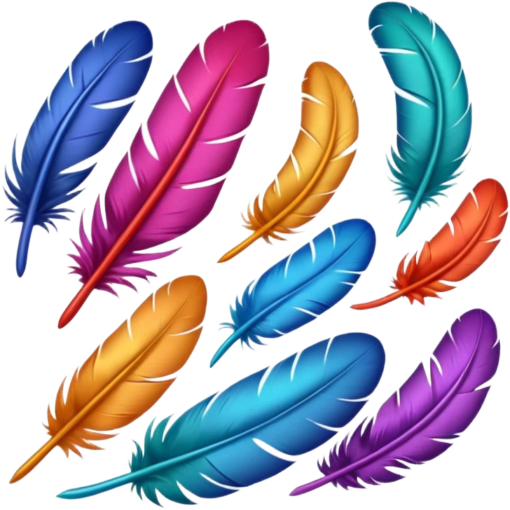 Different colored feathers floating ￼ emoji