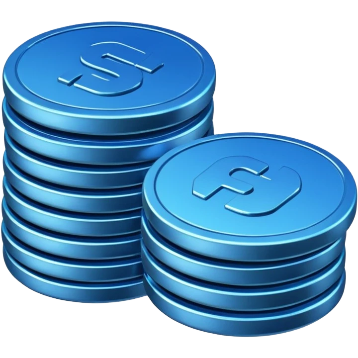 several blue coins stacked emoji