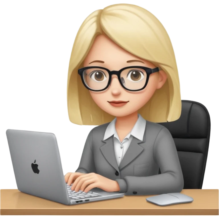 a girl with a laptop in the office emoji