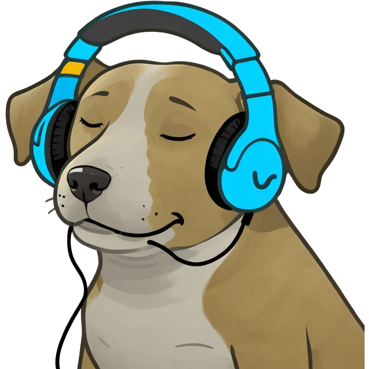 dog with headphones and eyes closed  emoji