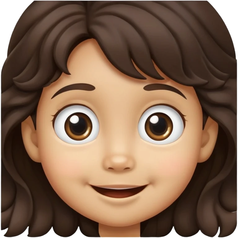 smiling toddler face with big eyes, medium skin tone, and dark wavy hair emoji