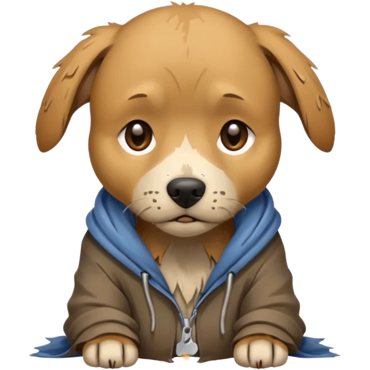 homeless poor dog with torn clothes  emoji
