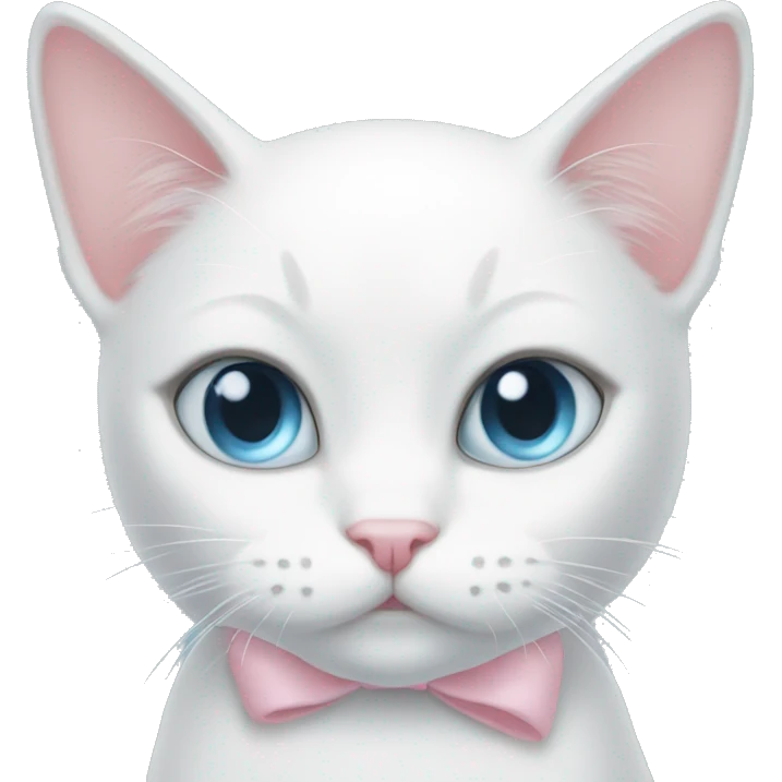 White cat light pink bow light blue eyes  emoji