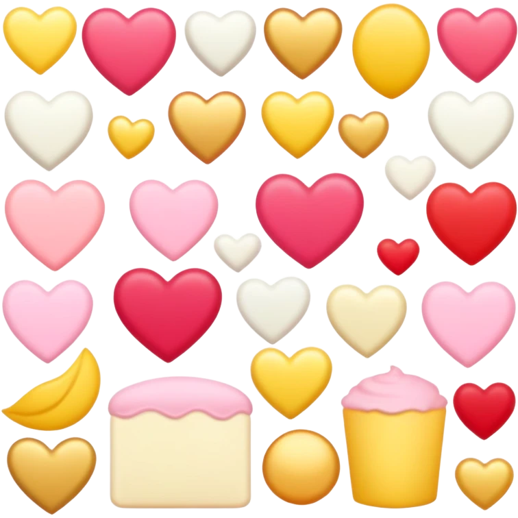 Romantic pink-red-gold-yellow-white pastel lush aesthetic emoji