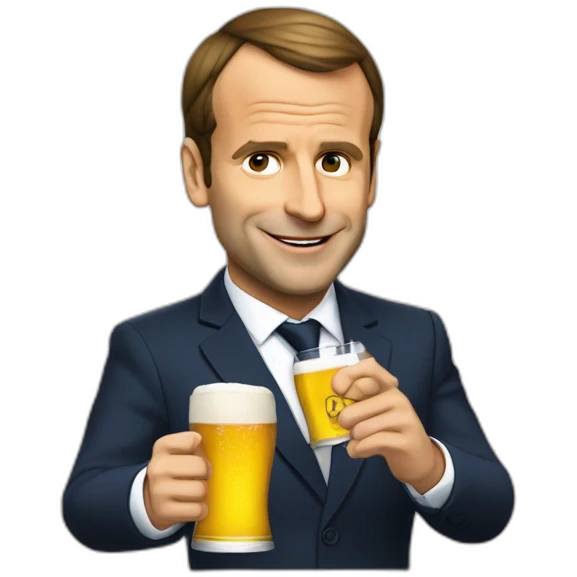 Macron qui boit une bière emoji