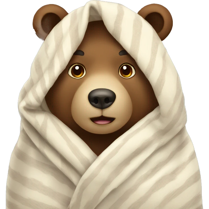 bear cozy in blanket emoji
