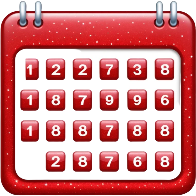 red glitter calendar emoji