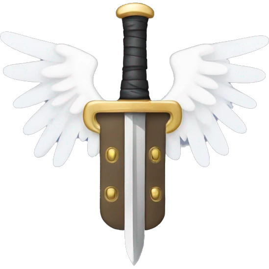 a lock with wings and arms holding a sword, the lock is holding the sword emoji