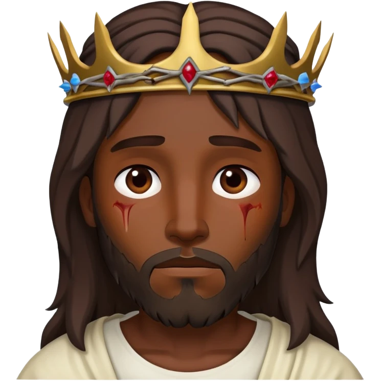 Dark skin Jesus thorn crown injured  emoji