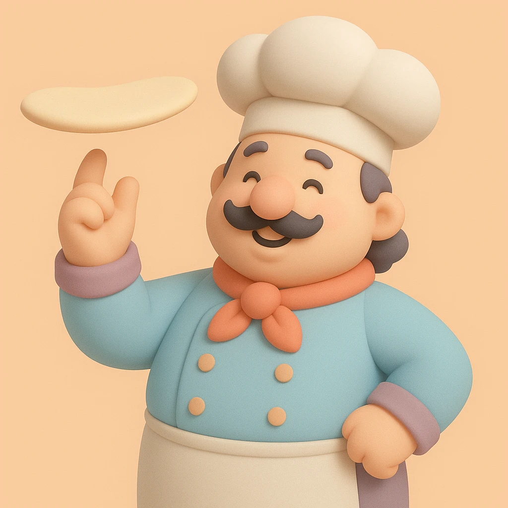 smiling Italian chef spinning pizza dough emoji