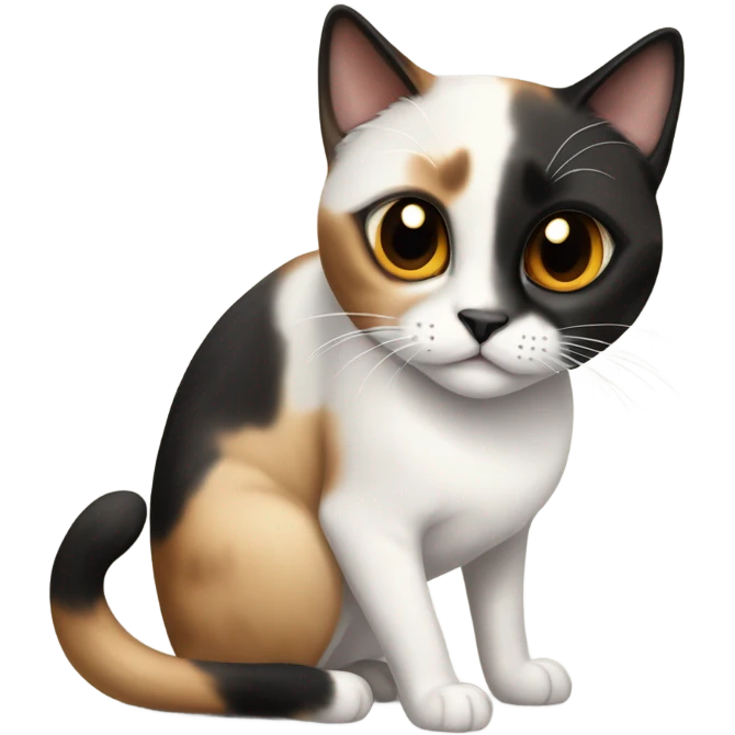 A Siamese cat, a calico cat, and a black-and-white cat celebrating emoji