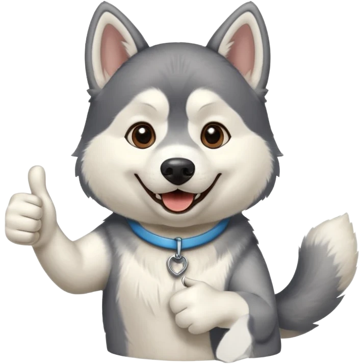 A husky dog doing a thumbs up emoji