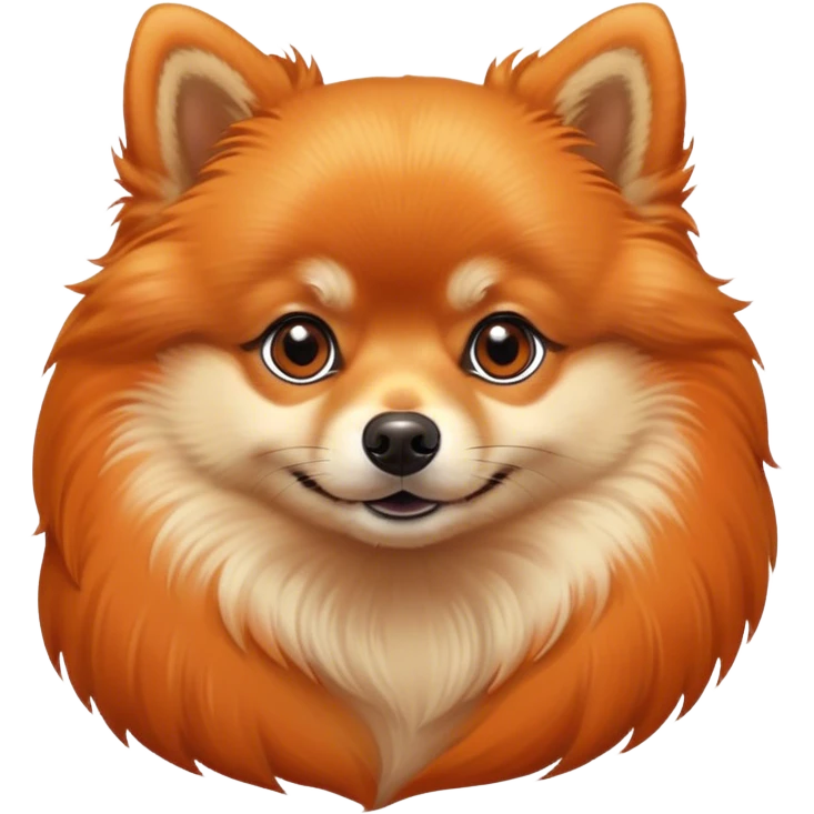 Cinematic Noble Orange Pomeranian Portrait Emoji, Poised and regal, with a compact, fluffy build and a meticulously groomed vibrant orange coat, deep-set soulful brown eyes, Simplified yet sharp and sophisticated features, highly detailed, glowing with a soft, dignified glow, high shine, intelligent and spirited, stylized with an air of elegance, focused and attentive, soft glowing outline, capturing the essence of a watchful and confident companion, so majestic it feels as though it could prance out of the screen with effortless authority! emoji