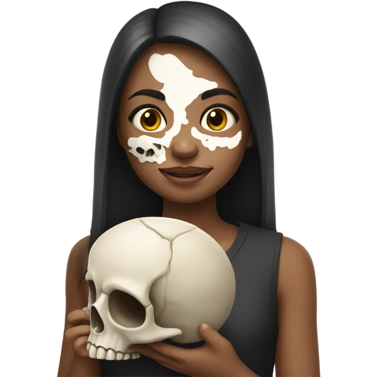 girl holding skull emoji