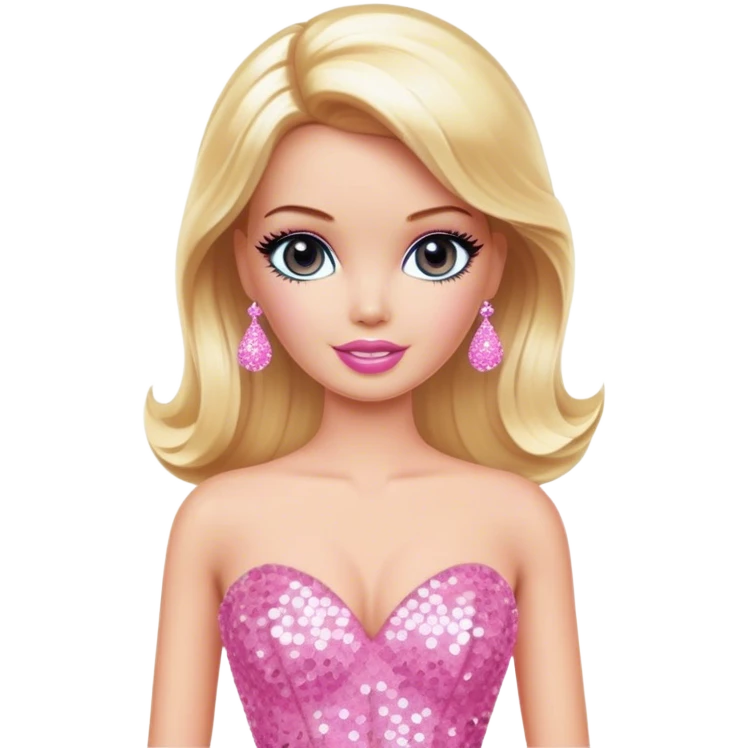 Glamorous blonde Barbie, pink sequin gown emoji