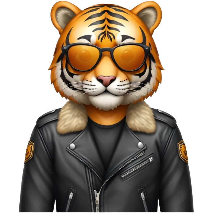 Tiger biker with leather jacket and sunglasses emoji
