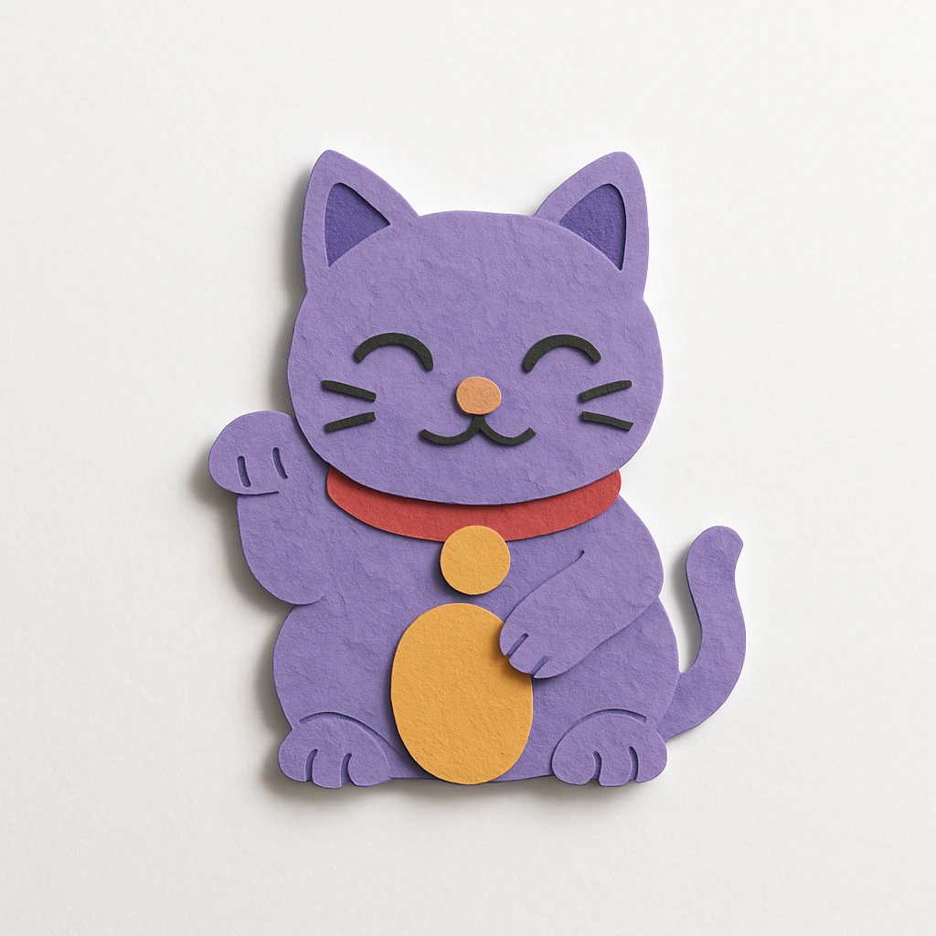 purple chinese lucky cat emoji